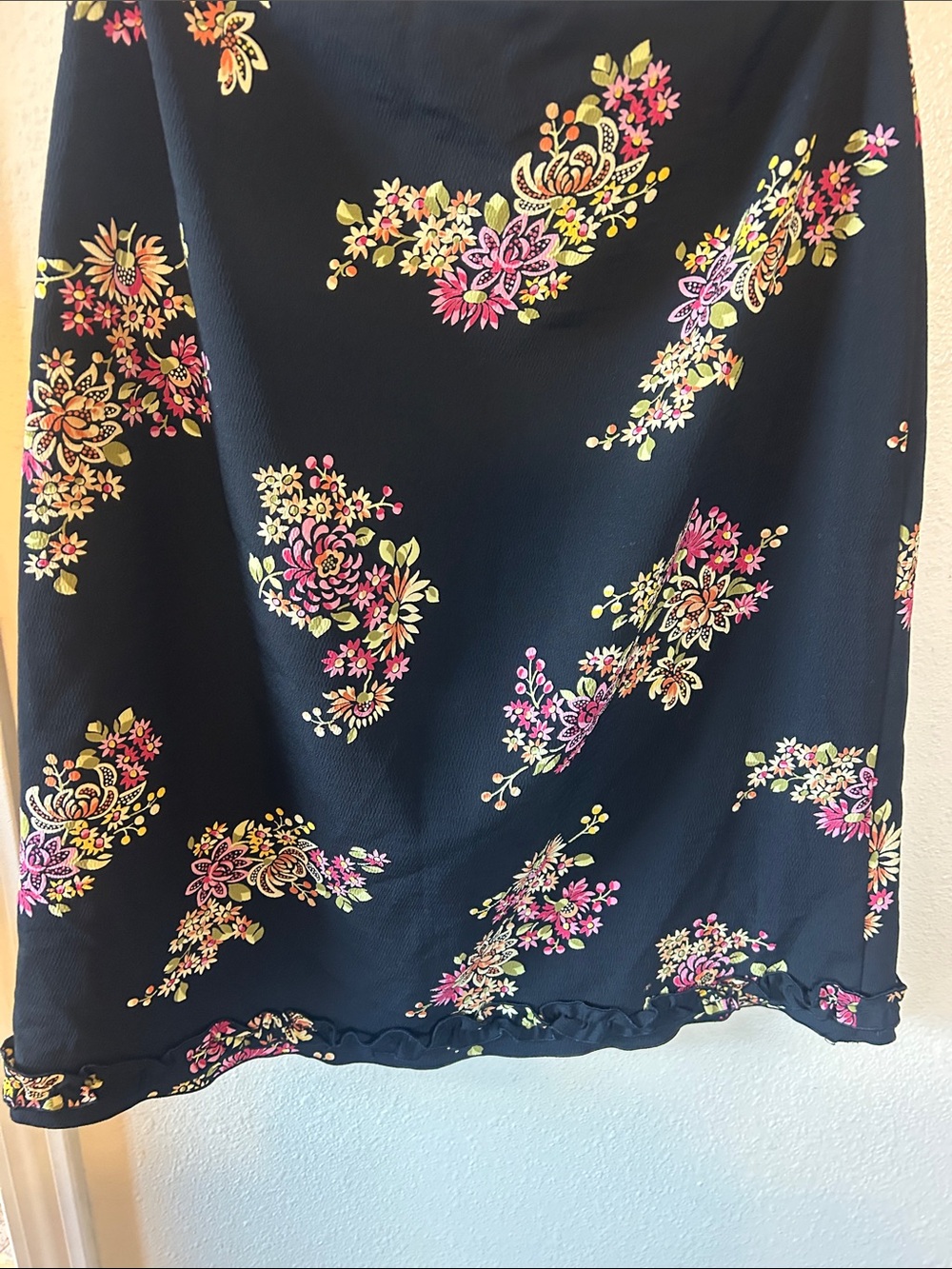 The Limited Navy Maxi Skirt with Pink and Yellow Floral Print